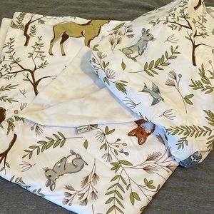 Sweet Jojo designs woodland creatures microfiber crib sheet and matching blanket